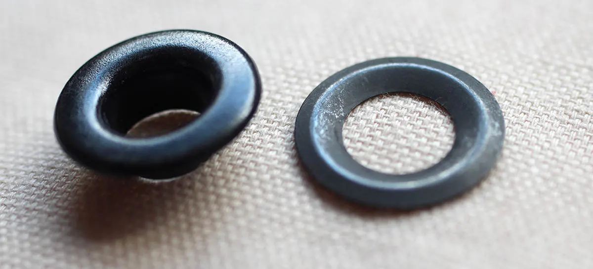 There are two parts to an eyelet or a grommet - how to put eyelets into fabric. 