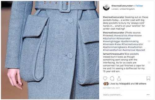 Detailed photo of oversized pockets on a grey coat
