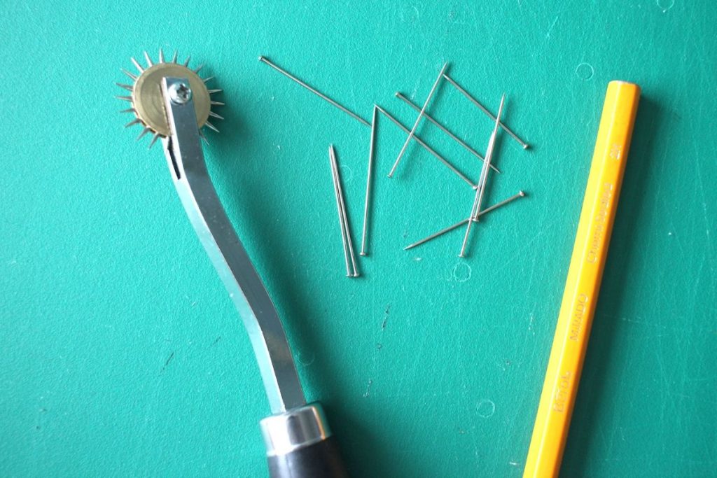 Tracing wheel, pins and H2 pencil for people learning how to make sewing patterns