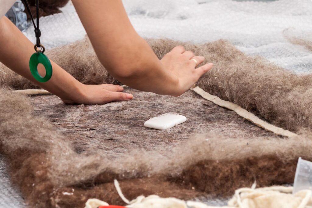 Old fashioned wool felting using only soap and water!