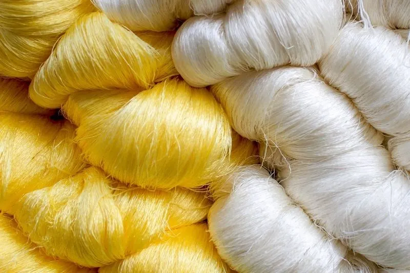 White and yellow spun silk is a natural fibre type