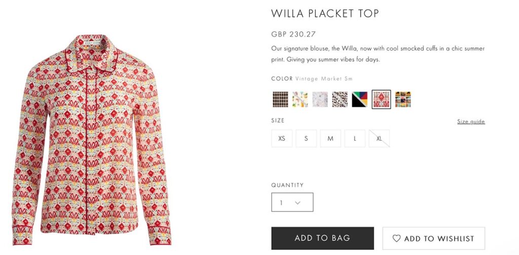 Simple printed buttoned shirt from RTW fashion brand Alice + Olivia