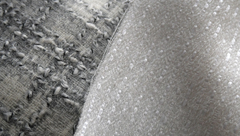 two boucle types of fabric side by side