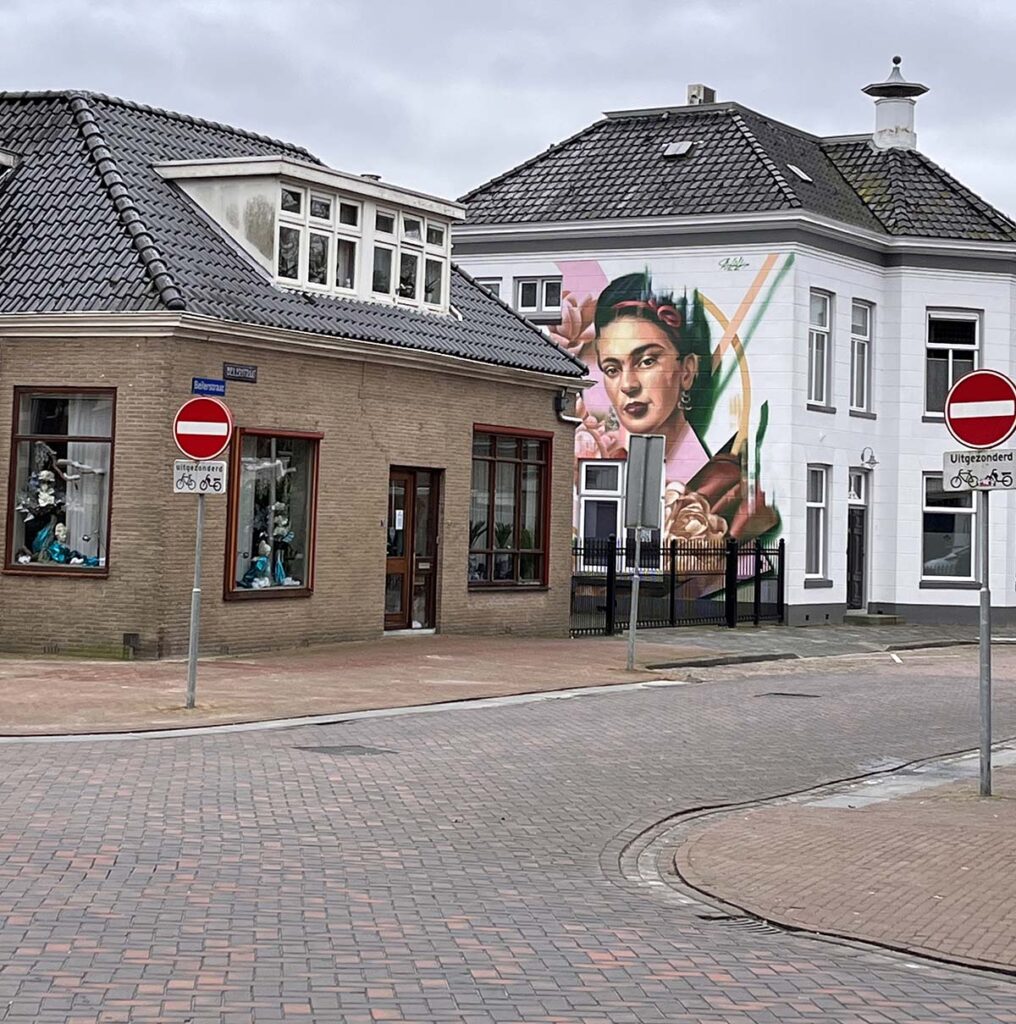 The Frida Kahlo mural painted on a residential building