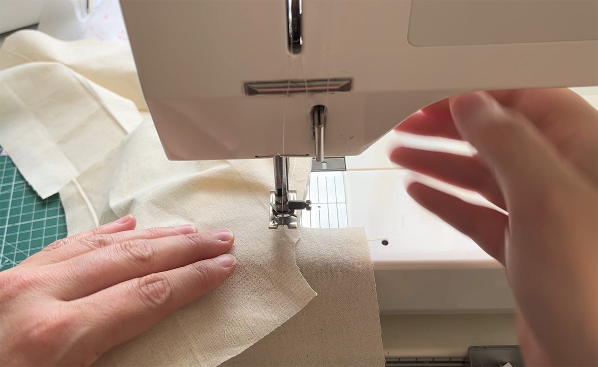 Start by sewing the back raglan sleeve pieces first