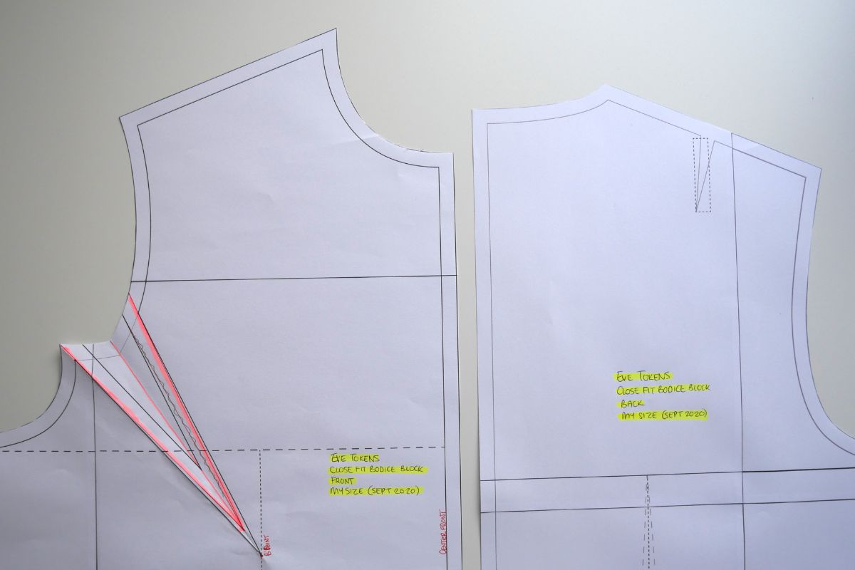 A close fit bodice block on a table top