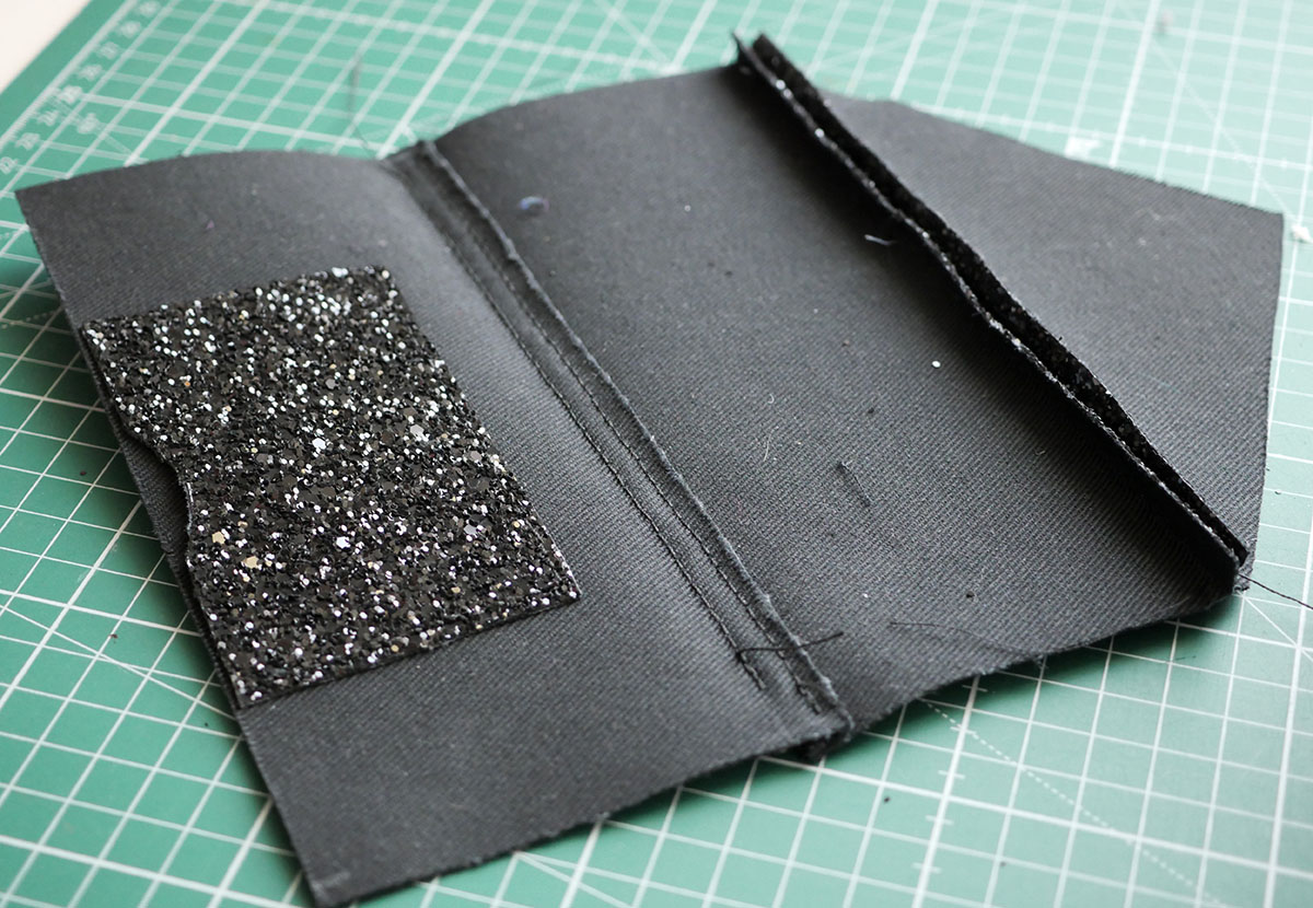 The main seam on the easy wallet is sewn flat after being trimmed