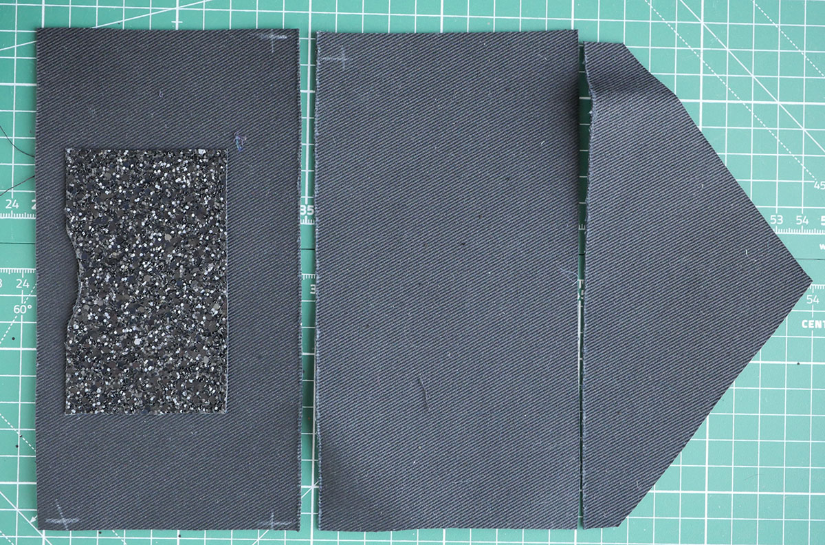 The fabric pieces are cut our for the easy wallet tutorial and ready to start sewing