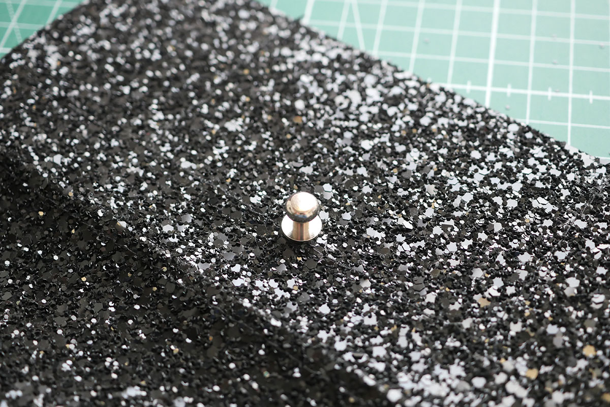 The stud fastening for my wallet is in place and looks lovely against the sparkling encrusted denim fabric
