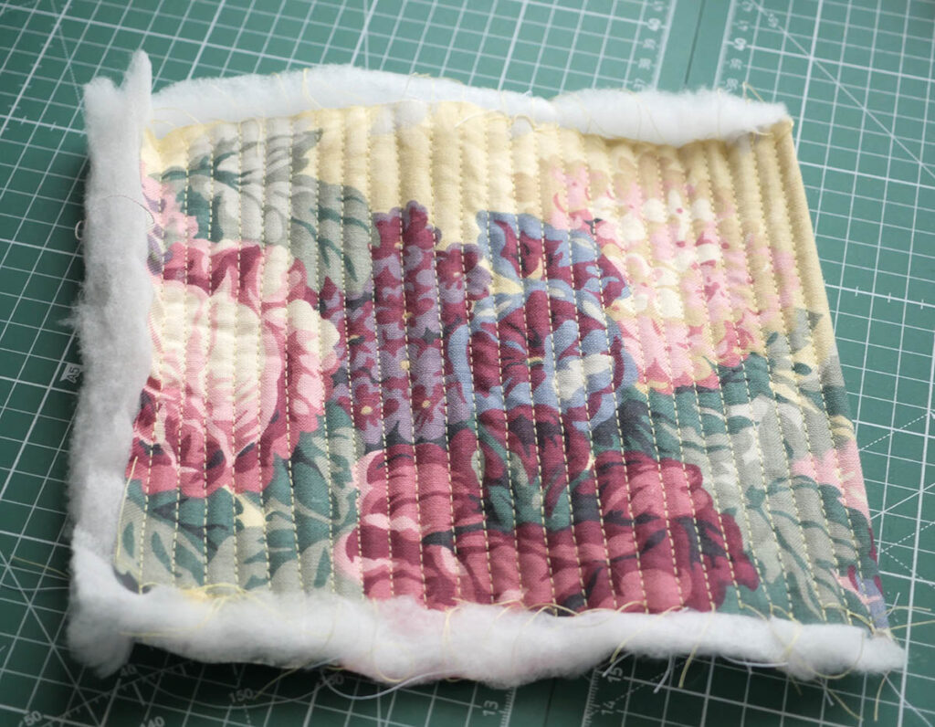 Make lines of quilting for the padded glasses case