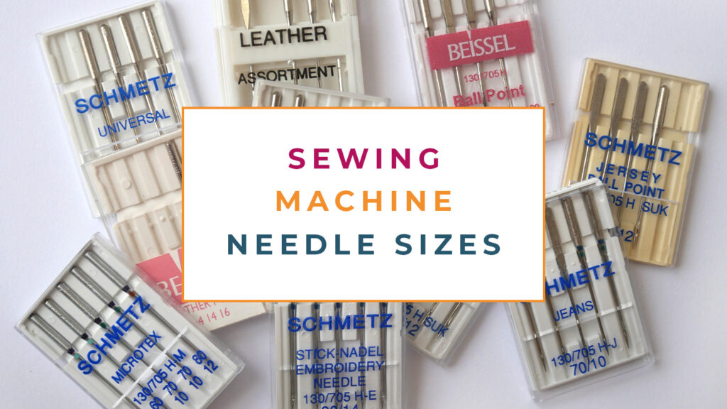 A selection of sewing machine needles in different sizes and types