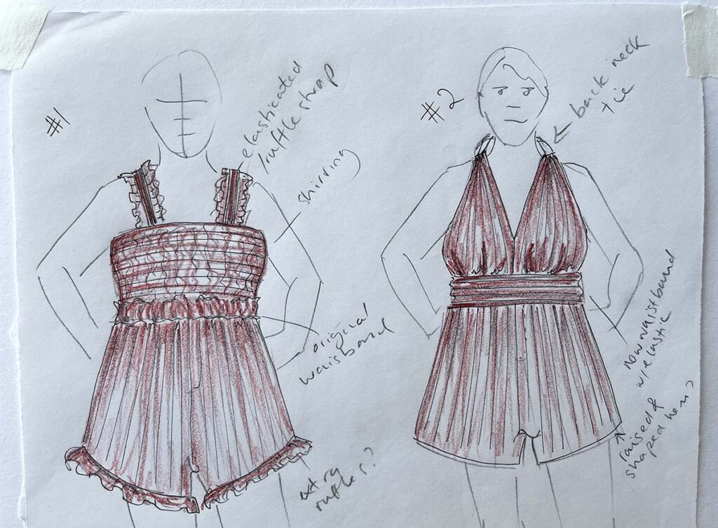 Rough sketch for a trouser refashion project