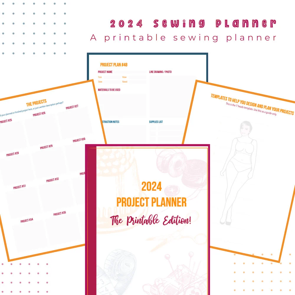 Pages from my 2024 printable sewing planner