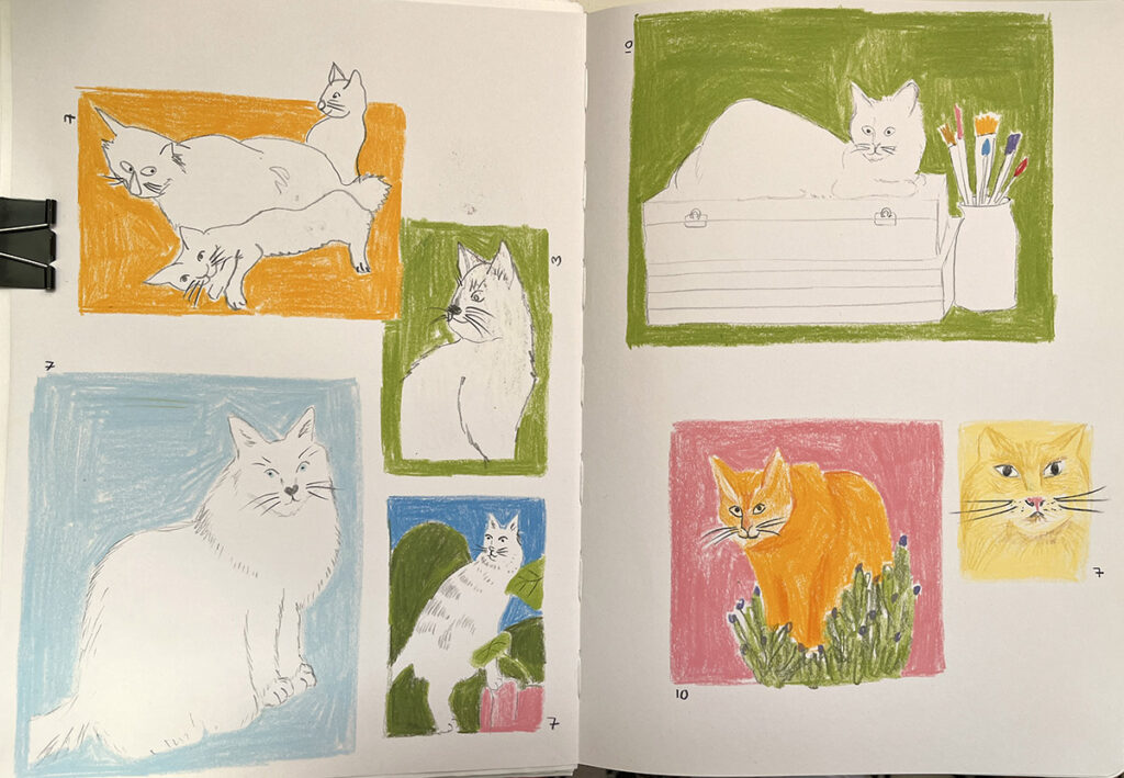 Some timed drawings of cats