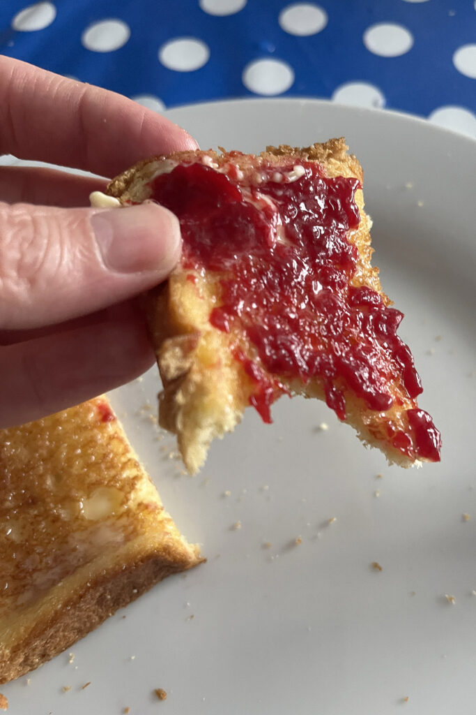 I ate my dad's homemade raspberry jam on toast on a flying visit!