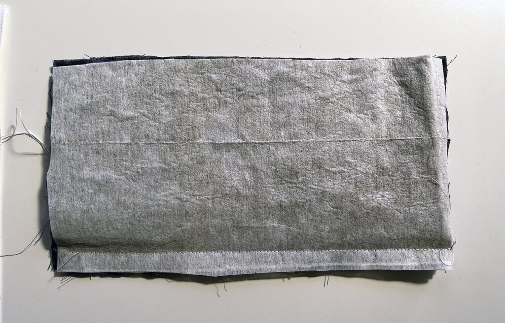 The fabric for my DIY pencil case has been seamed together to make a piece big enough.