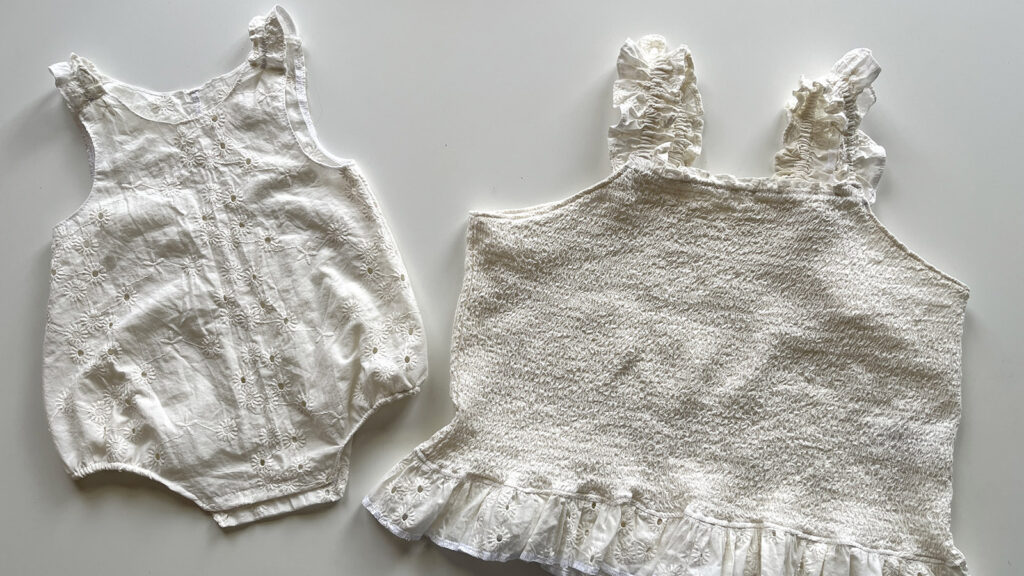 An eyelet top refashioned into two items