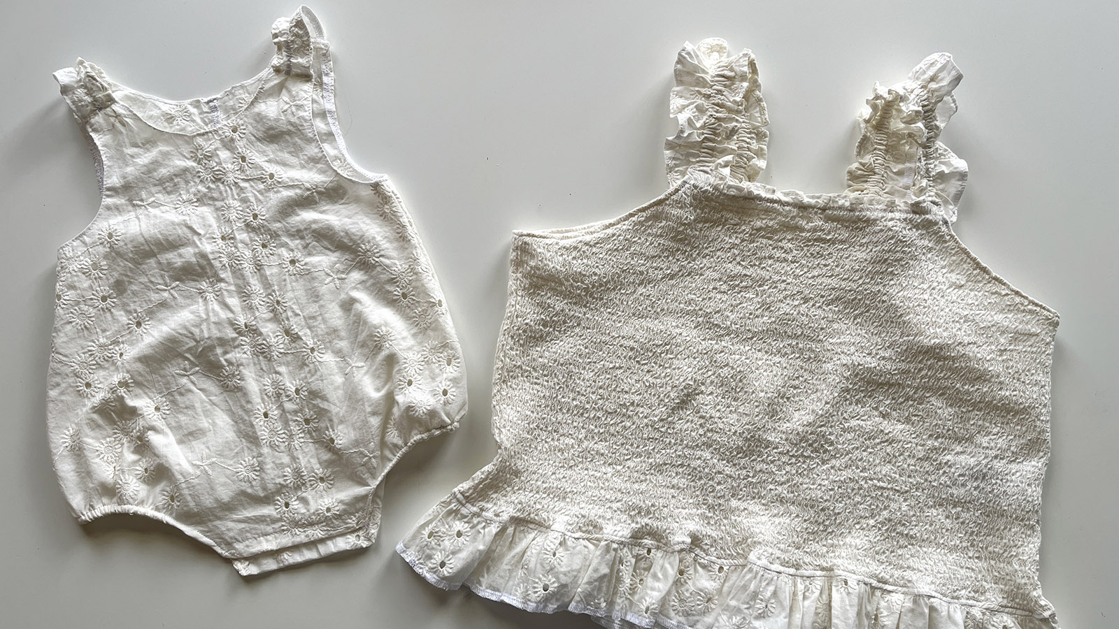 An eyelet top refashioned into two items