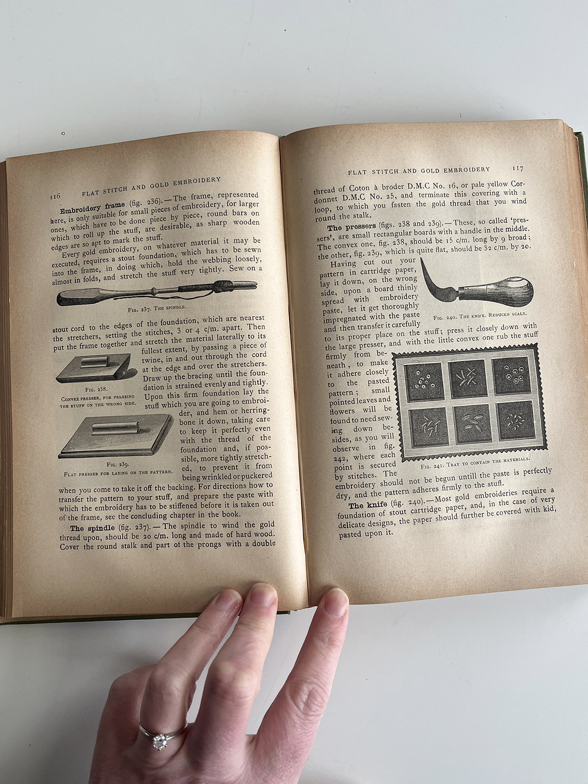 Inside spread of The Encyclopedia of Needlework by Terese de Dillmont is one of the best embroidery books!