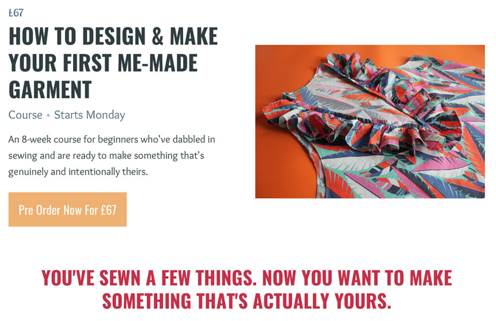 Design & Make Your First Me-Made Garment Online Course Screen Grab