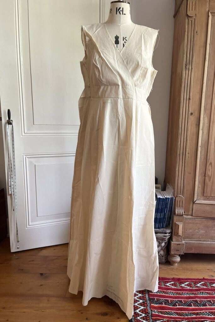 Full length view of Sarah bridesmaid dress toile