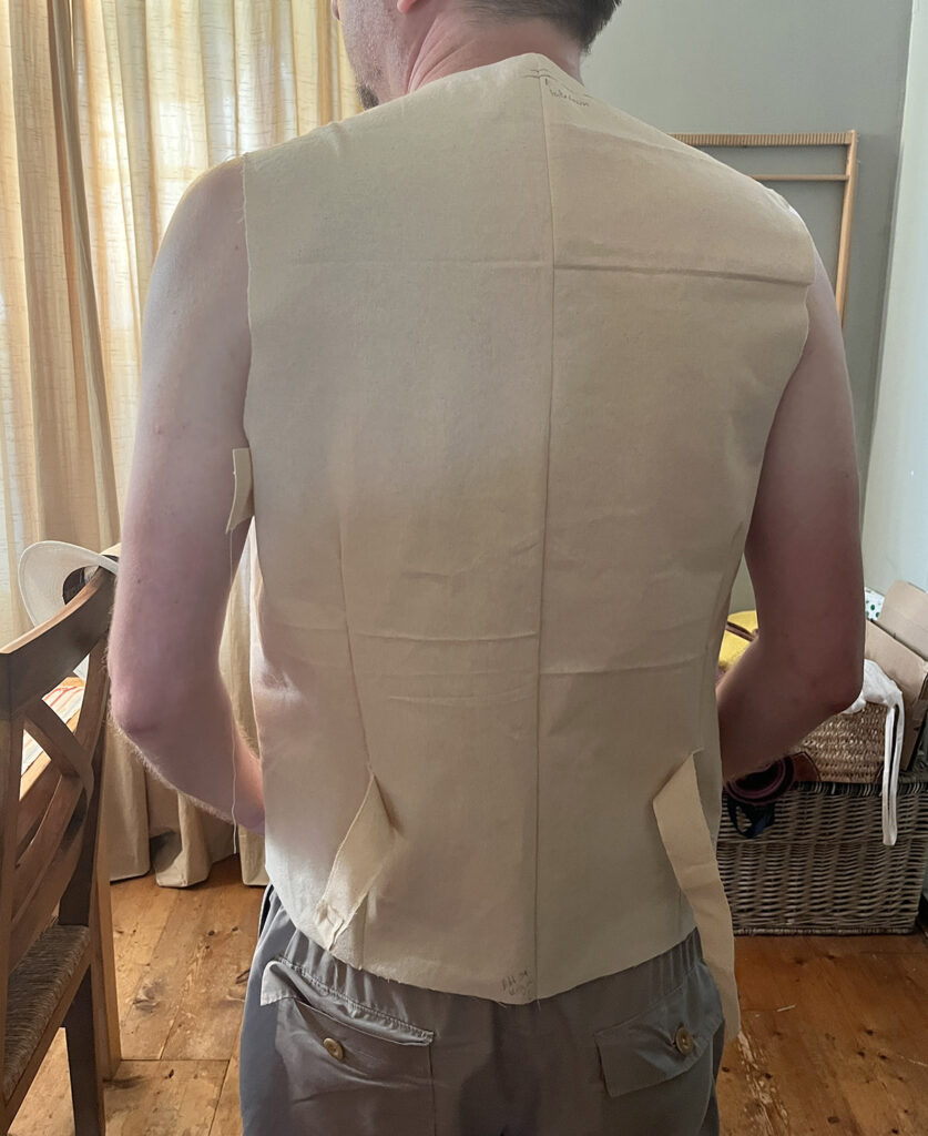 Fitting the back waistcoat toile