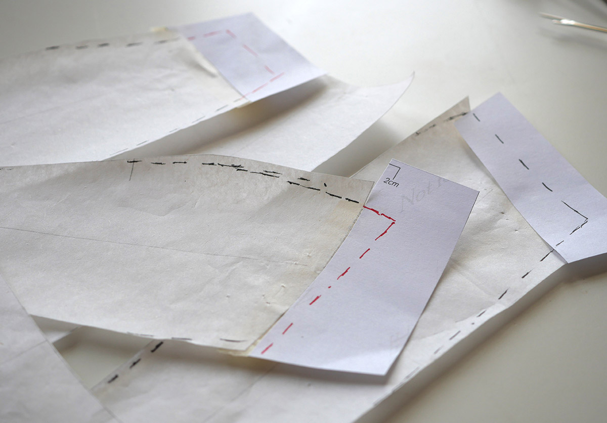 Modifying the wedding corset pattern pieces again
