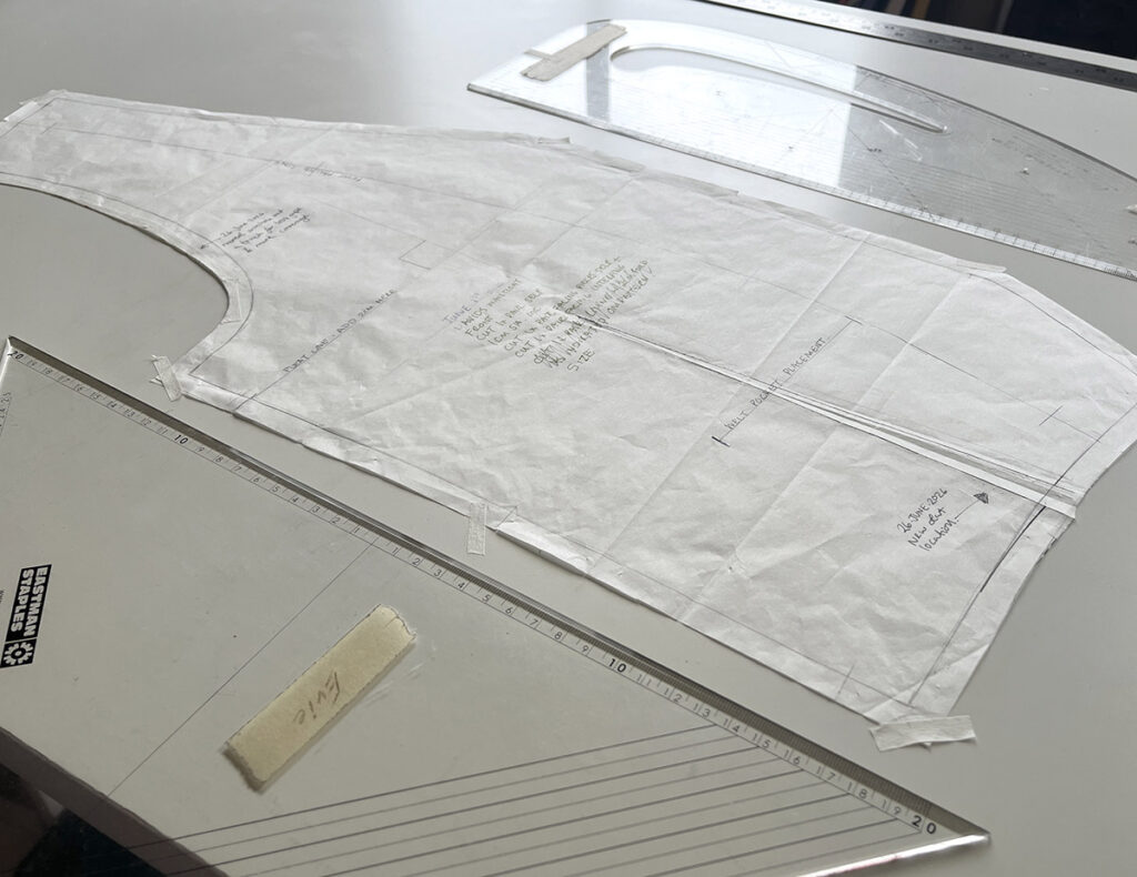 Preparing to digitise the waistcoat pattern