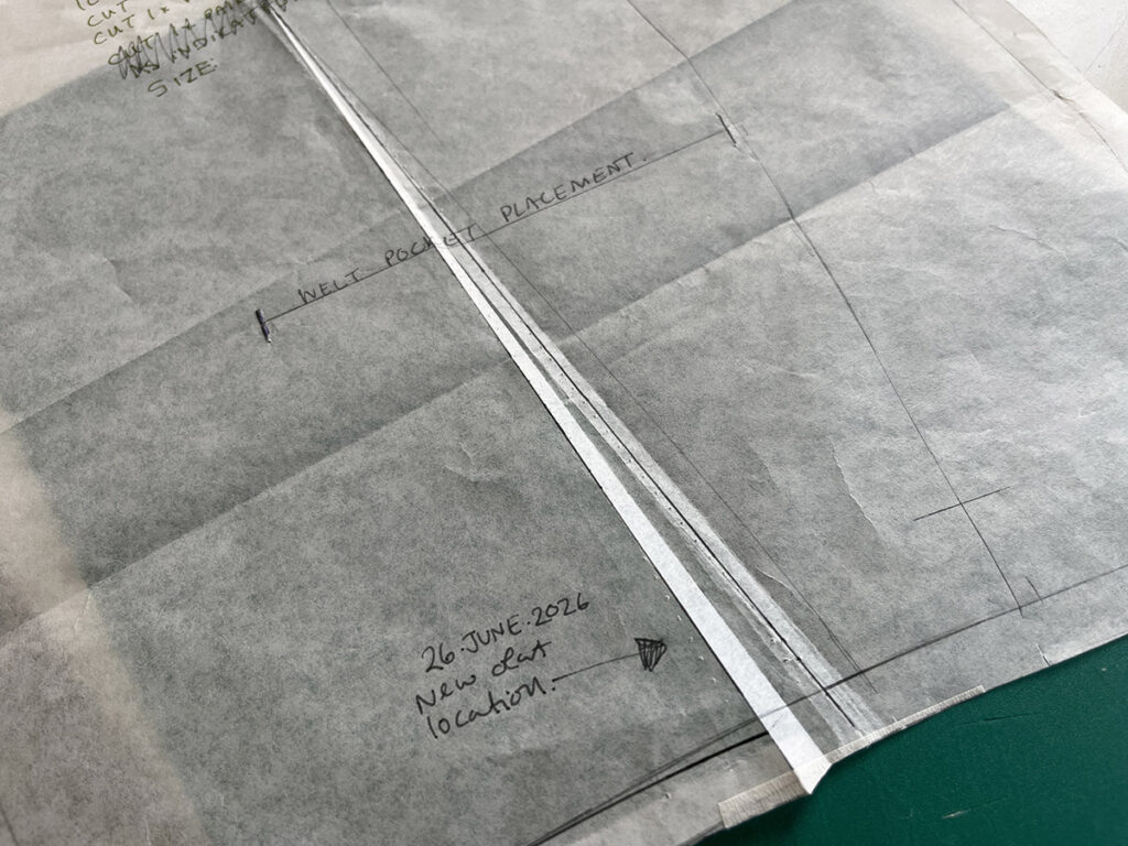 Transferring the waistcoat pattern fit notes is part of the digitising proces