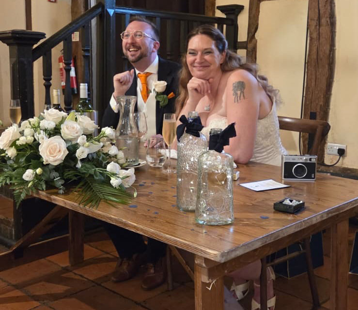 Eve's wedding outfit and groom wedding waistcoat