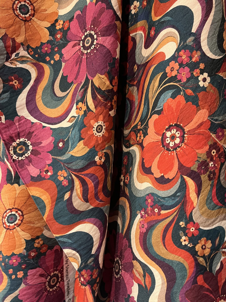 A stunning and vibrant floral print fabric also got away